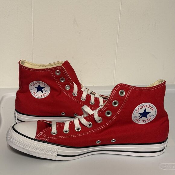 Converse Chuck Taylor All Star Hi High Top Shoes Mens 9.5 Womens 11.5 Red Canvas - Picture 4 of 10